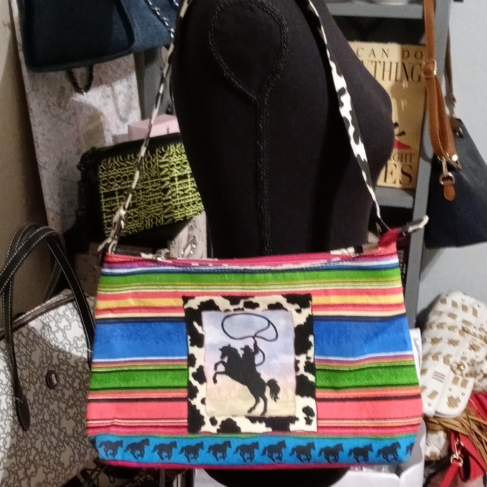 Hand Painted Canvas Cowboy Bag